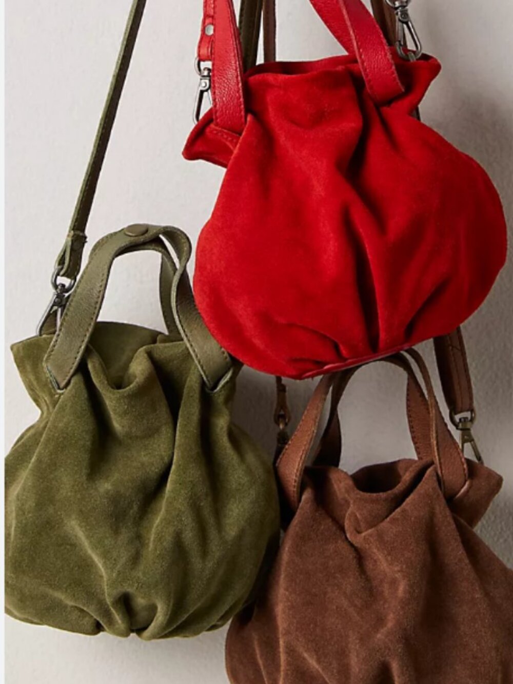 Free People Suki Mini Tote Suede Leather Brown Slouchy Crossbody Bag - NEW - Picture 5 of 12